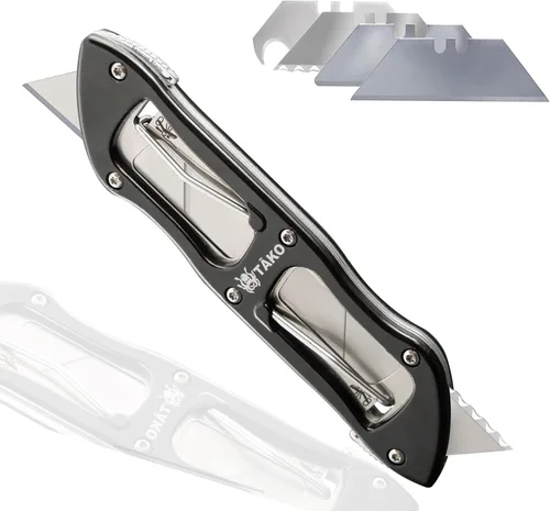 Vista 7 de Tako X2 - Cuchillo utilitario retráctil, cambio rápido, acceso instantáneo extra a la cuchilla, cortador de caja, cuchillo de bolsillo, compacto