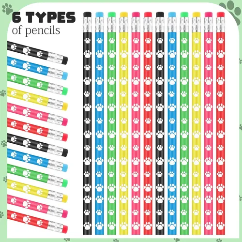 Vista 4 de Harloon Juego de 120 pulseras de goma con estampado de patas, juegos de lápices, pulseras elásticas de silicona multicolor, pulseras elásticas