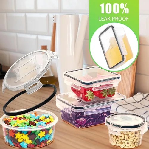 Vista 3 de Skroam 52 recipientes herméticos para almacenamiento de alimentos con tapas (26 recipientes y 26 tapas), recipiente de plástico para preparación