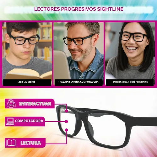 Vista 6 de Sightline H 120 Gafas de Lectura Progresivas Multifoco de Calidad Premium con Marco de Acetato y Lentes con Recubrimiento AR