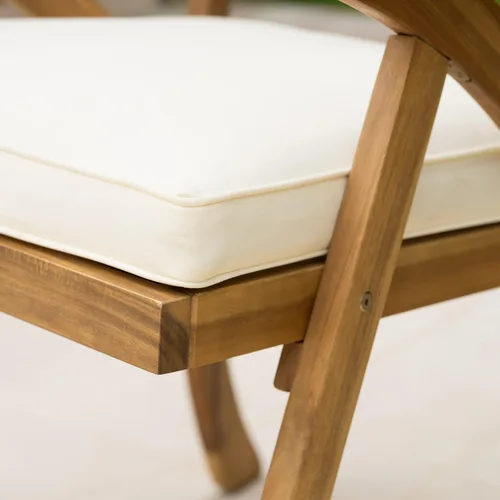 Vista 5 de Christopher Knight Home Hermosa Outdoor Acacia Wood Arm Chairs, 2-Pcs Set, Teak Finish / Cream