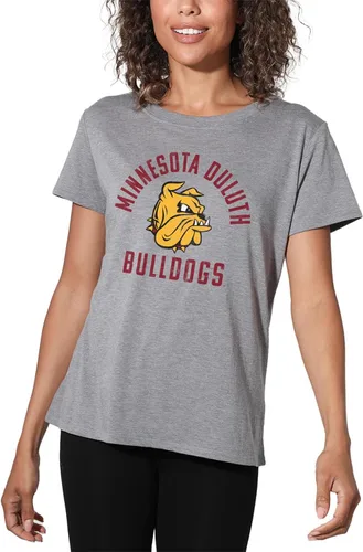 Vista 469 de Colección oficial de camisetas sueltas con logotipo desgastado grande universitario para mujer, jaspeado atlético