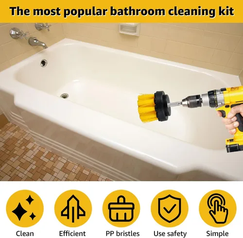 Vista 2 de Juego de 6 cepillos de taladro, cepillo de limpieza eléctrica, kit de cepillo multiusos para limpieza eléctrica, con azulejos de nailon de conexión