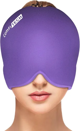 Vista 8 de ComfiTECH Paquete de Hielo para Cabeza, Envoltura de Sombrero de Gel de Enfriamiento, Grande, Negro