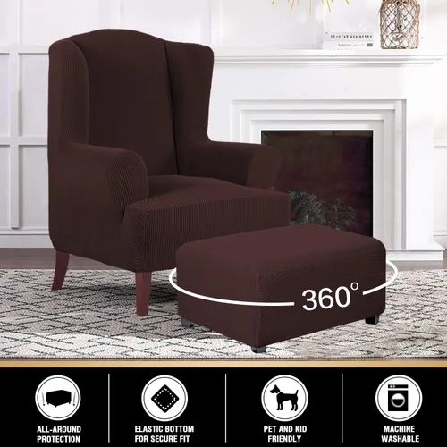 Vista 2 de Funda Elástica para Otomán Fundas para Otomán Rectangulares para Sala de Estar Taburete Reposapiés Fundas Elásticas para Adaptarse al Reposapiés