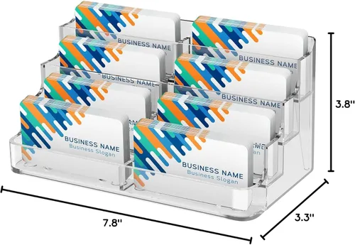 Vista 9 de MaxGear Tarjetero acrílico para escritorio, múltiples tarjeteros de visita, soporte de tarjetas premium para espacio de trabajo, soporte