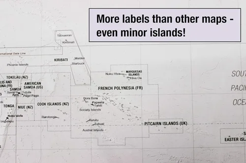 Vista 5 de Laminated World Odyssey Map Poster Executive Style Map Includes The Most Legible Location Labels 36” x 24” Shipped Rolled in a Tube, Not