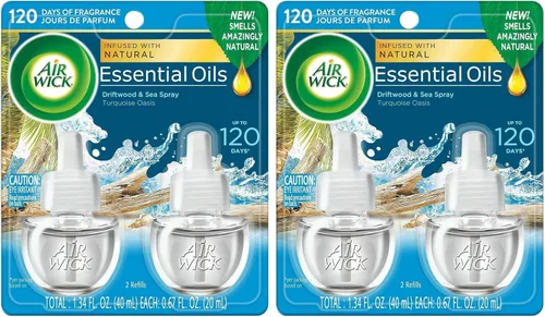 Vista 6 de Air Wick Repuesto de aceite perfumado enchufable, 2 unidades, oasis turquesa, aceites esenciales, ambientador