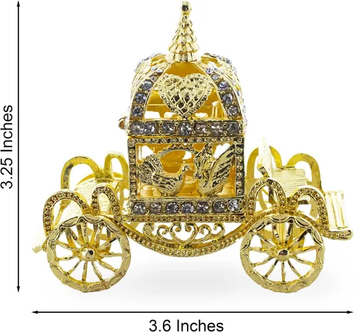 Vista 3 de BestPysanky Figura de caja de baratija de entrenador de coronación real dorada