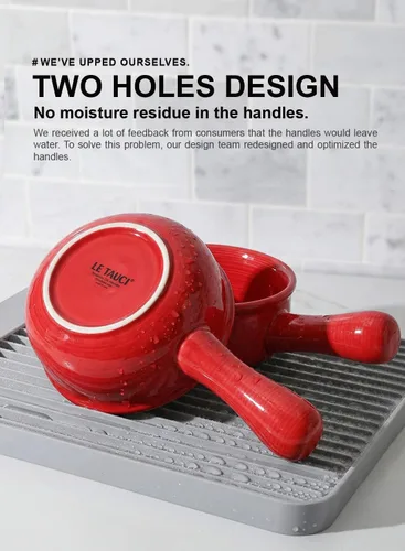 Vista 2 de LE TAUCI Tazones de sopa de cebolla francesa, cuencos de cerámica de 15 onzas con asas, para chile, estofado de res, apto para horno, microondas