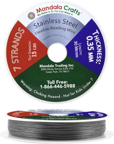 Vista 20 de Mandala Crafts Alambre de acero inoxidable de 7 hebras de cola de tigre – 32 pies calibre 18 de plata para hacer joyas