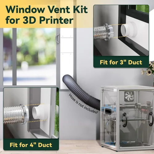Vista 7 de Flehomo Kit de ventilación de ventana para manguera de 3 y 4 pulgadas de diámetro, incluye cubierta de ventilación con solapas de cierre automático