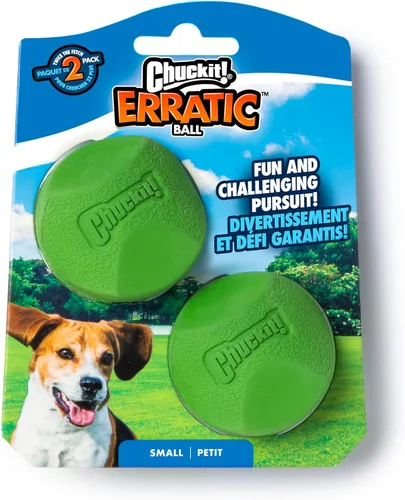 Chuckit! Erratic Dog Ball - Juguete interactivo para perros, rebotes impredecibles, pequeño de 2 pulgadas para razas pequeñas y cachorros, paquete