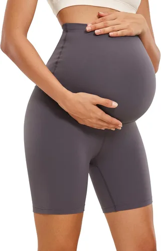 CRZ YOGA Womens Butterluxe Maternity Yoga Shorts 6" - Over The Belly Pregnancy Workout Athletic Biker Shorts