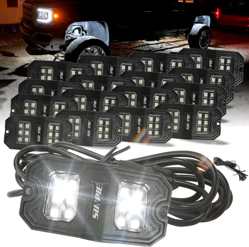 Vista 11 de SUNPIE 8 cápsulas de luz LED de roca ámbar de conexión rápida, 18 chips de ángulo amplio, cables de extensión de 4M para cada luz, almohadillas