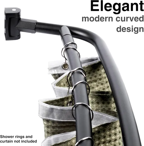 Vista 3 de JS Jackson Supplies - Barra de ducha doble y curva, estructura de metal, ajustable entre 44 y 70 pulgadas, varillas de aluminio y accesorios