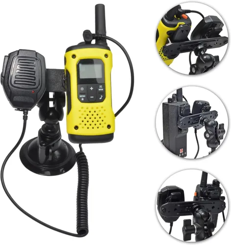 Vista 2 de Soporte para Walkie Talkie con ventosa y soporte para micrófono de altavoz