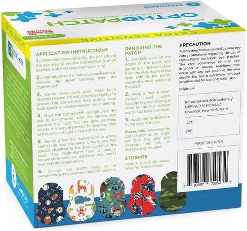 Vista 7 de Opthopatch Defined Vision - Parches para ojos para niños, diseño divertido para niños, 30 + 10 vendajes adhesivos de algodón hipoalergénico sin