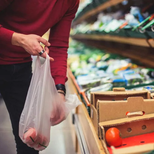 Vista 6 de Morcte Bolsas de compras de plástico transparente para camisetas, bolsas de comestibles, 800