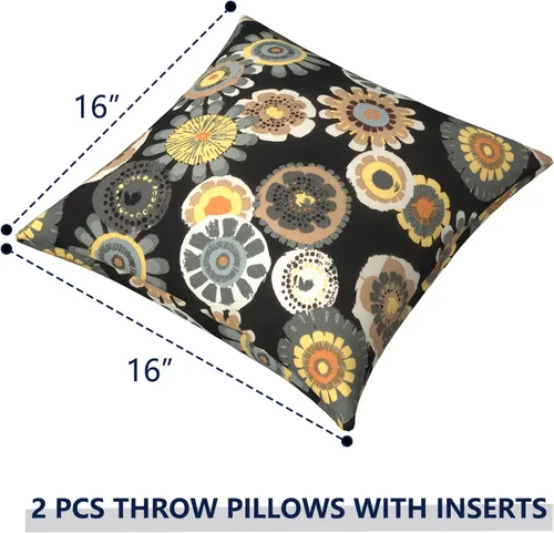 Vista 3 de Almohadas de exterior para muebles de patio de 16 x 16 pulgadas, almohadas cuadradas para exteriores con rellenos, almohadas decorativas de patio