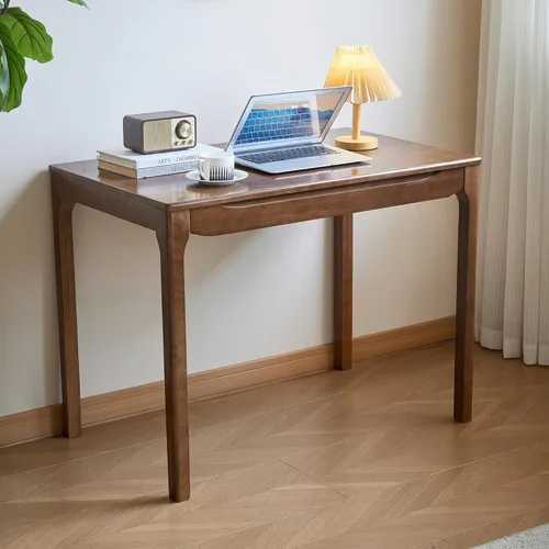 Vista 8 de Escritorio de madera maciza de 40"x24" con cajones, escritorio de escritura de madera para espacios pequeños, escritorios de oficina en casa