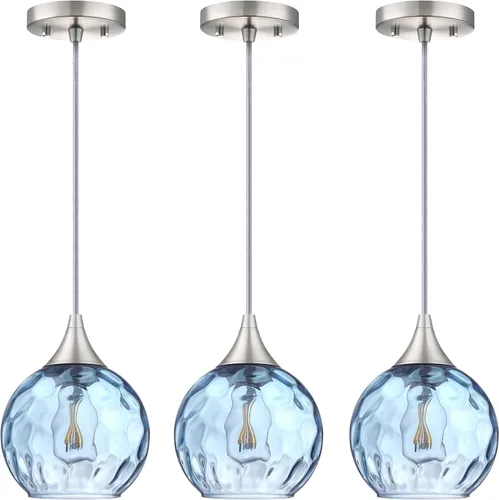 Vista 4 de 6.3 Inch Replacement Texture Blue Glass Lamp Shade Light Fixture for 3 Pack Replacement Wall Sconce Pendant Light Ceiling Light Chandelier