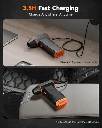 Vista 6 de WOLFBOX MF50 Plumero de aire comprimido - Soplador eléctrico de aire de 110000RPM Super Power, soplador mini ajustable de 3 velocidades con carga
