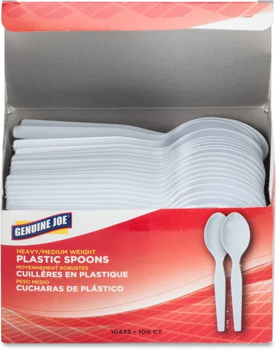 Vista 4 de Genuine Joe - Cuchara de plástico de peso pesado/medio, color blanco, 100