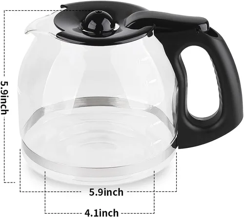 Vista 2 de Anbige Piezas de repuesto de jarra de vidrio de 12 tazas, compatible con la cafetera Mr. Coffee, repuesto # PLD12-RB, serie PLD12-RB (negro)