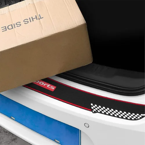 Vista 7 de Protector de parachoques trasero de automóvil, universal de goma negra antiarañazos/antideslizante, almohadilla protectora de puerta de maletero