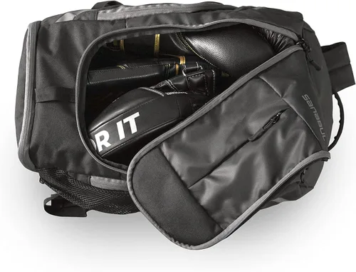 Vista 2 de Sanabul Combat Gear Pack - Mochila deportiva para gimnasio, con varios compartimentos, Jiu Jitsu y bolsa de boxeo, color negro y gris