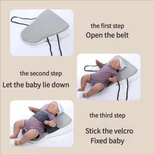 Vista 4 de Almohada para tumbona para bebé, soporte para bebé, almohada antirreflujo, alimentación con biberón, tiempo boca abajo y almohada de cuña