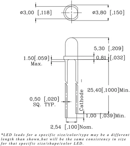 Vista 3 de 3mm Round Top with Frosted Lens LED - UV/Purple LED - Ultra Bright (Pack of 20)