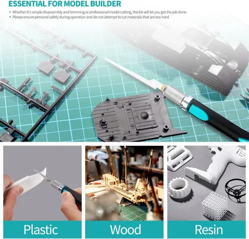 Vista 6 de 7 hojas de sierra de 7 tamaños con caja de plástico para sierra de mano de modelo, cuchillo de modelado, repuesto de sierra para metales