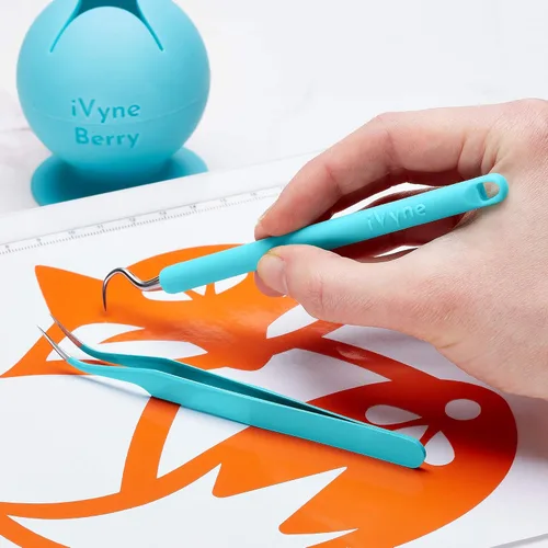 Vista 6 de iVyne Herramientas de deshierbe de bayas y silicona, desbrozadora de vinilo de succión, pinzas para manualidades, soporte para colector de chatarra