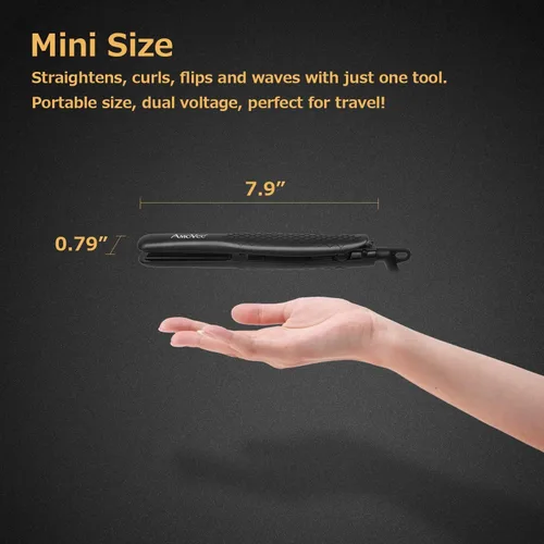 Vista 2 de AmoVee: Plancha de viaje miniflat inteligente de cerámica y turmalina con tecnología de alisado iónica