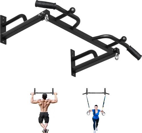Vista 8 de Wall Mounted Pull Up Bar - Heavy Duty Chin Up Bar, Pull-Up Bar for Garage, Joist, Wall Mount - Multifunctional Fitness Bar, Supports up to 600 Lbs