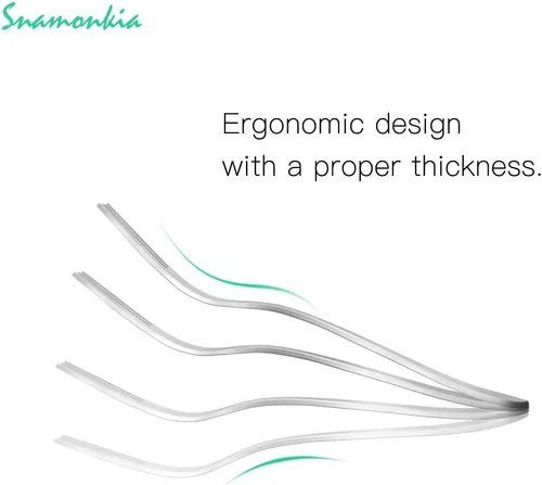 Vista 4 de Snamonkia Appetizer - Juego de 12 tenedores pequeños de acero inoxidable, 5.4 pulgadas, tenedores de postre de acero inoxidable, 3 dientes