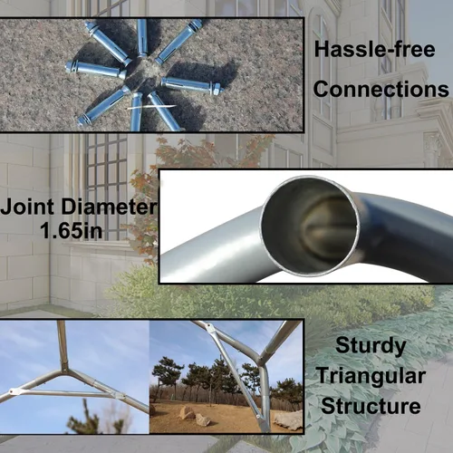 Vista 5 de Carport, toldo resistente de 10 x 20 pies con paredes laterales y puertas extraíbles, garaje portátil con ventanas enrollables ventiladas refugio