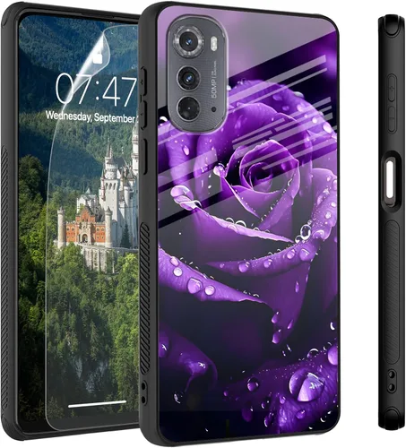 Funda para Motorola Moto Edge 2022, cubierta trasera de vidrio templado con protector de pantalla, funda protectora a prueba de golpes para Motorola