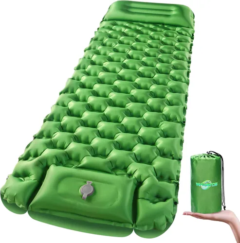 Vista 8 de WANNTS Almohadilla de dormir, almohadilla de dormir ultraligera e inflable para acampar, bomba incorporada, ideal para senderismo - colchoneta