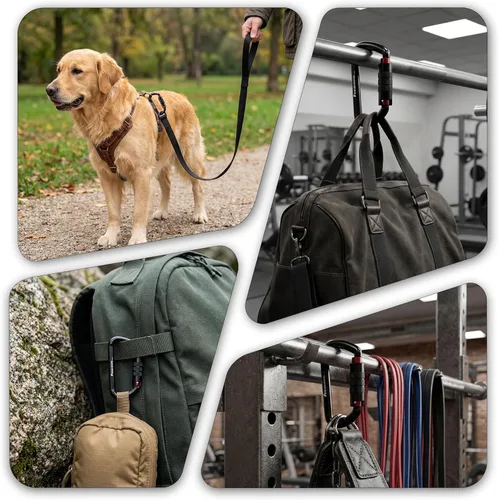 Vista 4 de FresKaro Clips de Mosquetón con Bloqueo Automático de 3 pulgadas, 12 kN-2698 libras, Forma D Sólida, Aluminio 7075 de Servicio Pesado, Ligero, 1.09