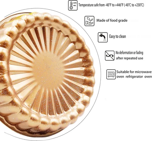 Vista 3 de Kundalini Charlotte - Molde para tartas de 10 pulgadas en forma de disco corrugado para boda, San Valentín, cumpleaños, fiesta