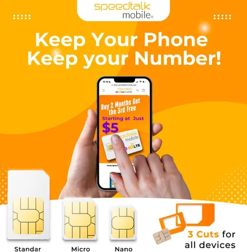 Vista 7 de SpeedTalk Mobile Tarjeta SIM de texto ilimitado 500 minutos de conversación de 1 GB de datos para teléfonos inteligentes 5G 4G LTE Apple iPhone