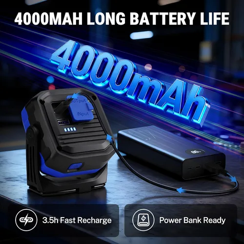 Vista 5 de WORKPRO Luz de trabajo recargable, luz magnética de 1200 lm con batería de 4000 mAh, LED portátil con 4 modos, resistente al agua IPX4, luz