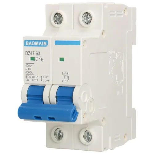 Vista 20 de Baomain Disyuntor miniatura 2-Pole 2A DZ47-63 C2 400VAC, montaje en carril DIN MCB 2P, para distribución eléctrica y circuitos de iluminación