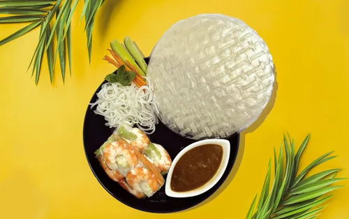 Vista 9 de TANISA Kit de comida de rollos de resorte de papel de arroz 3 en 1, envoltorios de papel de arroz, fideos de arroz con salsa de maní y soja