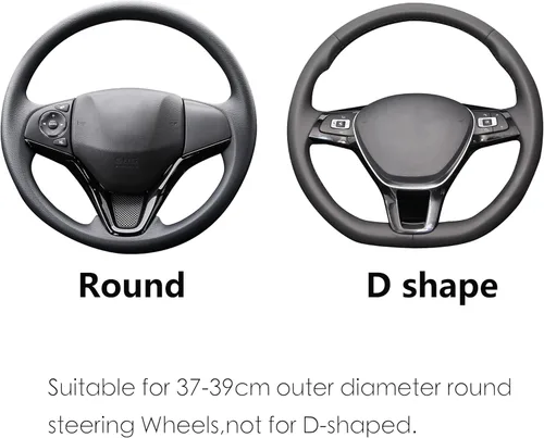 Vista 4 de ALEMODR Funda universal para volante de cuero negro de 15 pulgadas