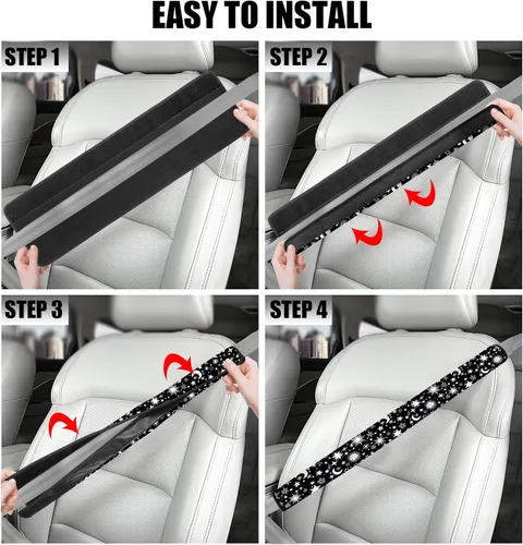 Vista 5 de Funda para cinturón de seguridad para adultos, 1 funda para cinturón de seguridad extra larga, fundas para cinturón de seguridad, cojín suave