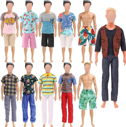 18 piezas de ropa de muñeca para muñeca Ken, incluyendo 6 tops hechos a mano, 6 pantalones, ropa casual, 2 pantalones de playa, 4 pares de zapatos